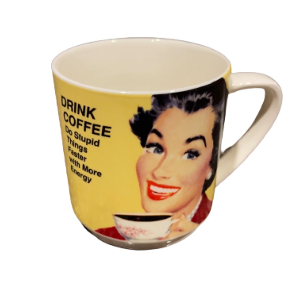 Retro Coffee Mug. Drink coffee, do stupid things faster with more energy.